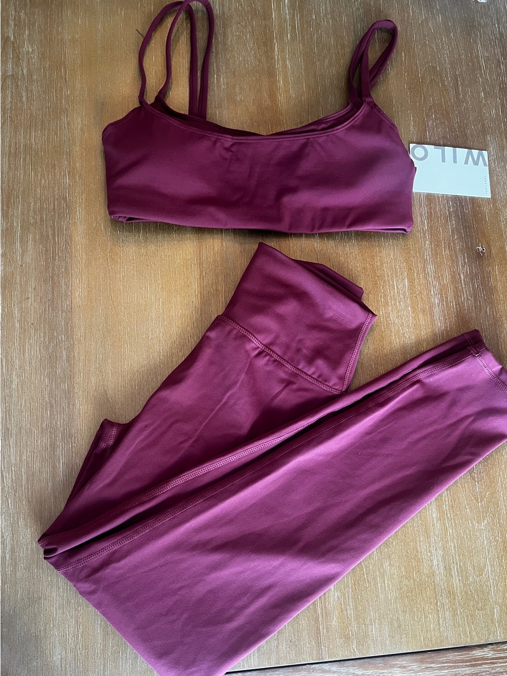 WILO ACTIVE  Sports Bra & Leggings Set Maroon Small NWT